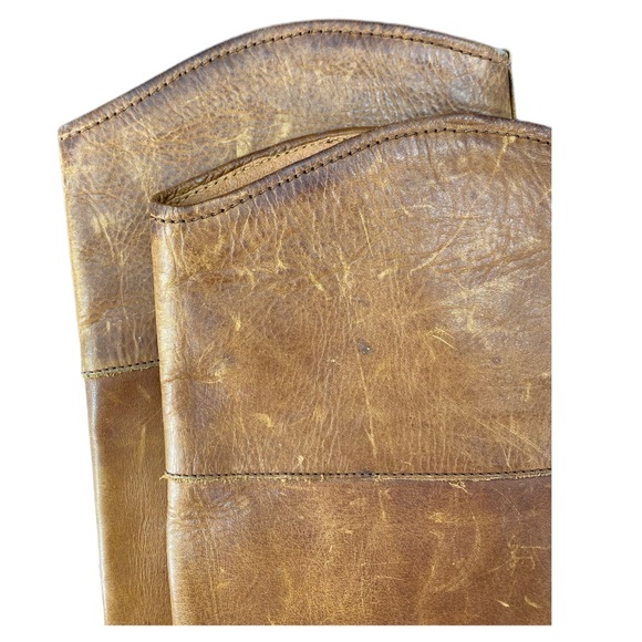 Melissa FRYE Tall Seam Pull On Riding Boots Full Grain Leather Boot Curved Top - Picture 13 of 14